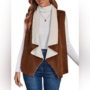 RD Style Soft and Cozy Brown/Sherpa Vest Size M